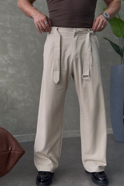 SUPER BAGGY KEMER DETAYLI BAGGY PANTOLON BEJ