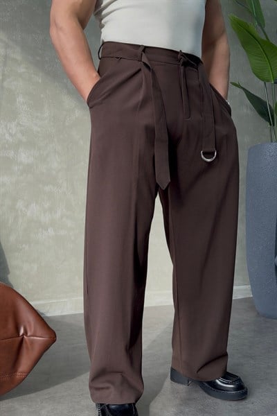 SUPER BAGGY KEMER DETAYLI BAGGY PANTOLON KAHVERENGİ
