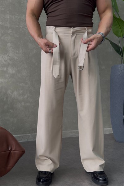 SUPER BAGGY KEMER DETAYLI BAGGY PANTOLON BEJ