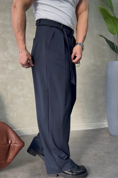 SUPER BAGGY KEMER DETAYLI BAGGY PANTOLON LACİVERT