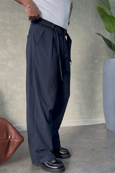 SUPER BAGGY KEMER DETAYLI BAGGY PANTOLON LACİVERT