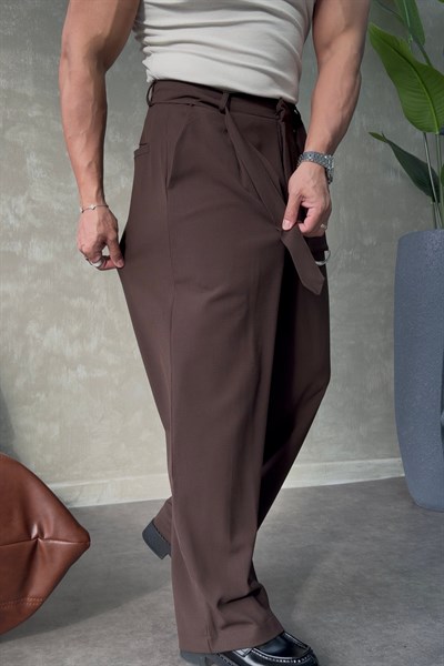 SUPER BAGGY KEMER DETAYLI BAGGY PANTOLON KAHVERENGİ