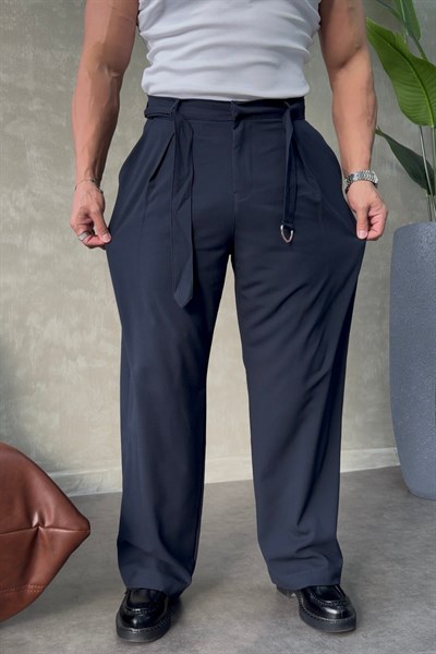 SUPER BAGGY KEMER DETAYLI BAGGY PANTOLON LACİVERT