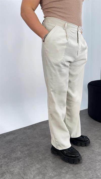 Tensel Kumaş Baggy Pantolon Krem