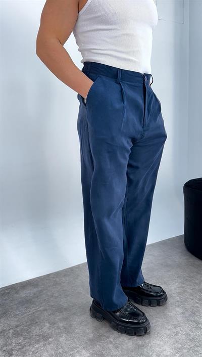 Tensel Kumaş Baggy Pantolon Lacivert