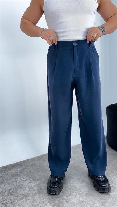 Tensel Kumaş Baggy Pantolon Lacivert