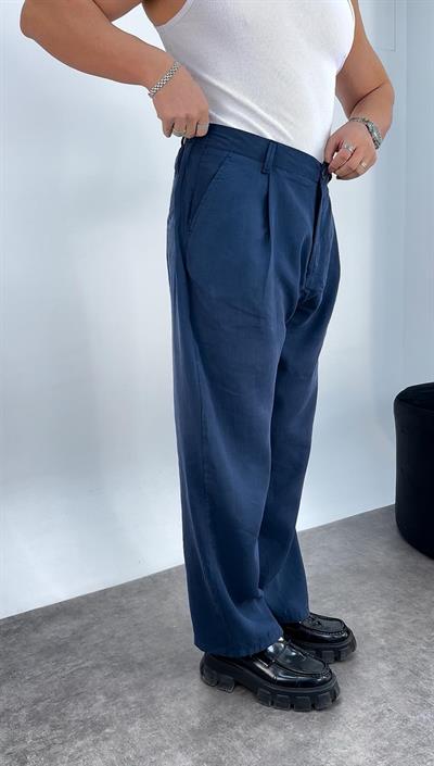 Tensel Kumaş Baggy Pantolon Lacivert