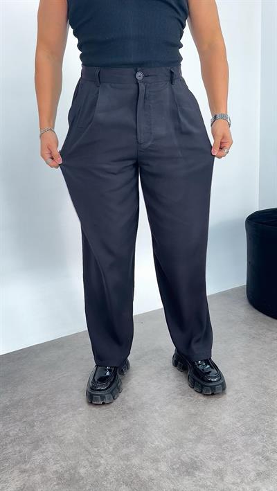 Tensel Kumaş Baggy Pantolon Siyah