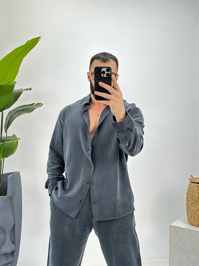 Tensel Kumaş Oversize Takım Gri