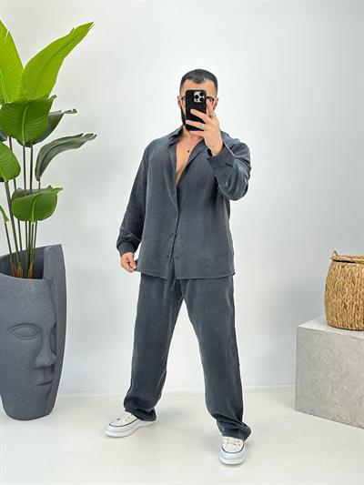 Tensel Kumaş Oversize Takım Gri