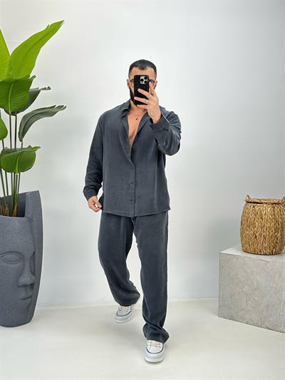 Tensel Kumaş Oversize Takım Gri