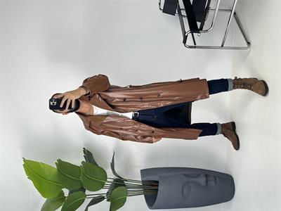 WINTAGE UZUN DERİ CEKET ACI KAHVE