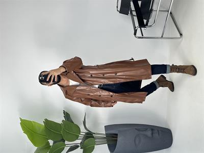 WINTAGE UZUN DERİ CEKET ACI KAHVE