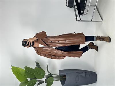 WINTAGE UZUN DERİ CEKET ACI KAHVE