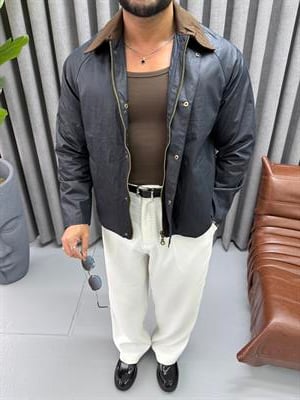 YAKA DETAYLI OVERSİZE CEKET LACİVERT