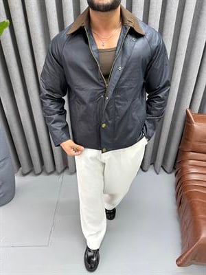 YAKA DETAYLI OVERSİZE CEKET LACİVERT