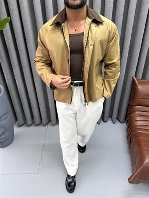 YAKA DETAYLI OVERSİZE CEKET TABA