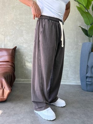 YIKAMALI BAGGY EŞOFMAN ALTI KAHVERENGİ
