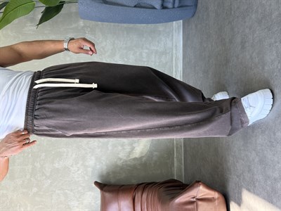 YIKAMALI BAGGY EŞOFMAN ALTI KAHVERENGİ