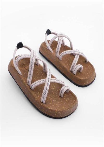 Yüksek Taban Hasır Terlik Beyaz