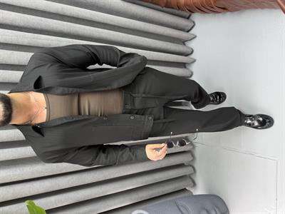 ZR RAHAT KALIP ÇİZGİ DETAYLI TAKIM SİYAH