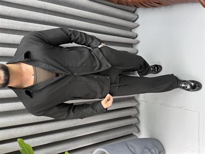 ZR RAHAT KALIP ÇİZGİ DETAYLI TAKIM SİYAH