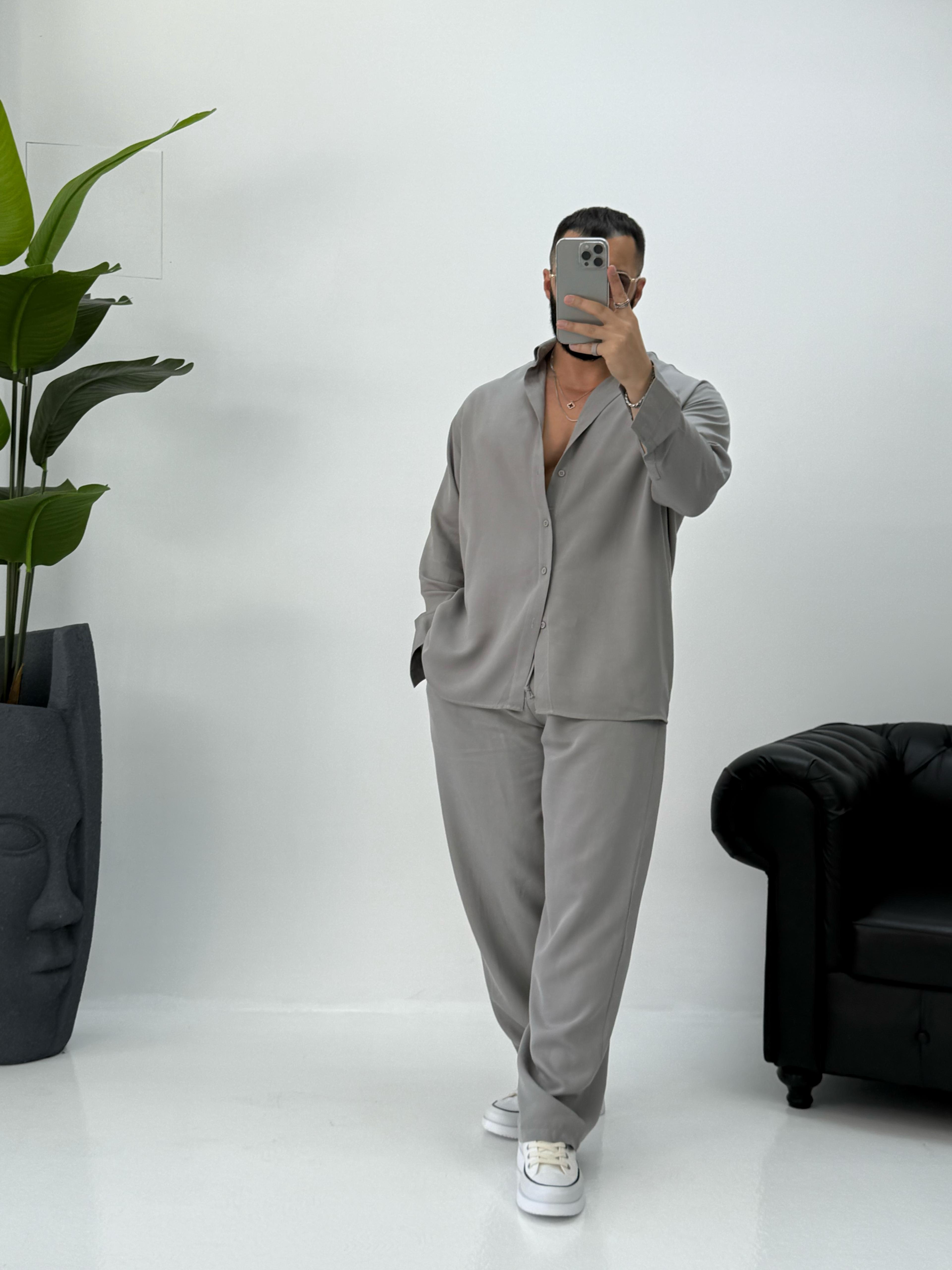 %100 Modal Kumaş Takım Gri