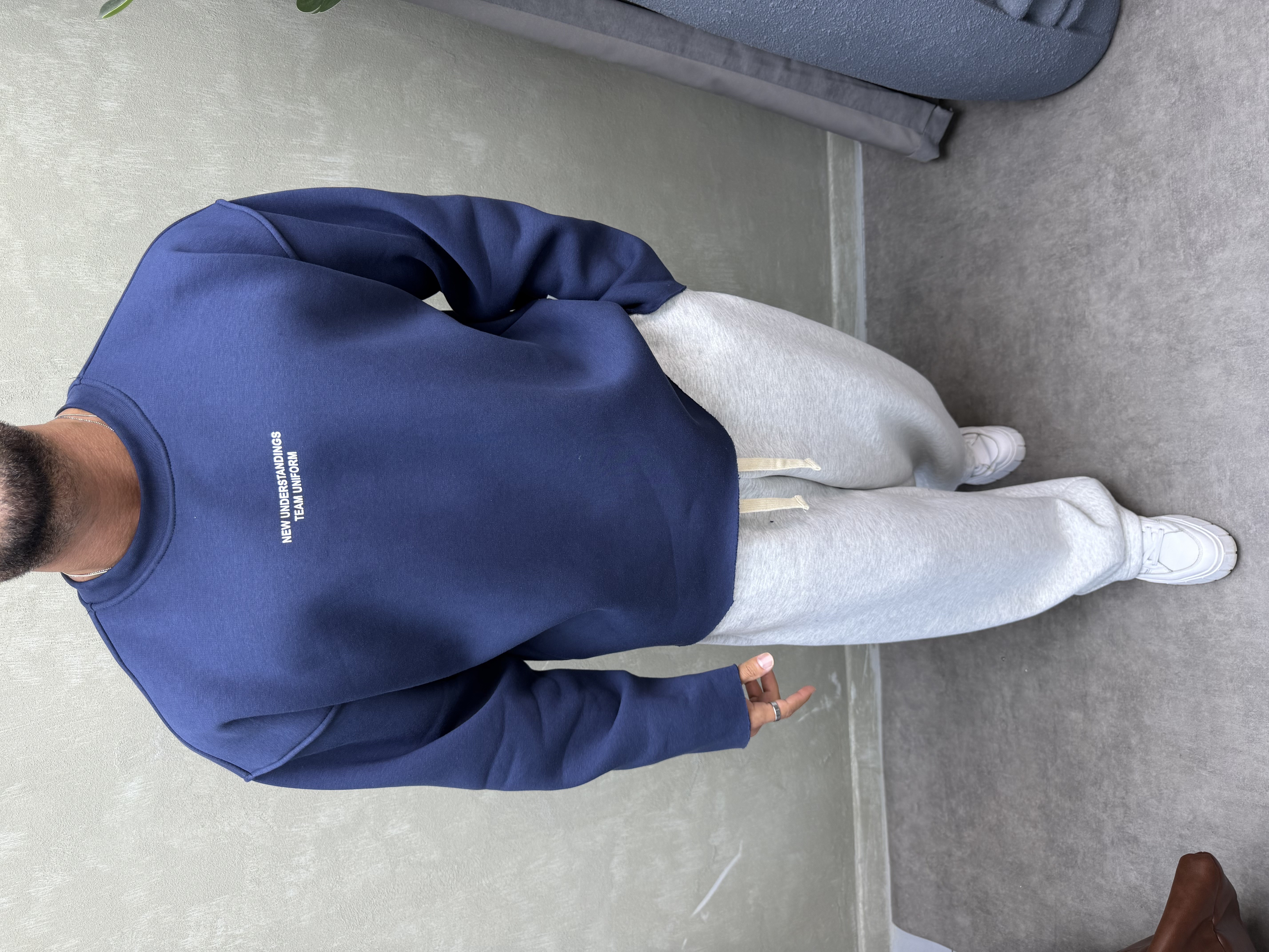 BOXY KALIP BELİVE SIRT DETAYLI SWEAT LACİVERT