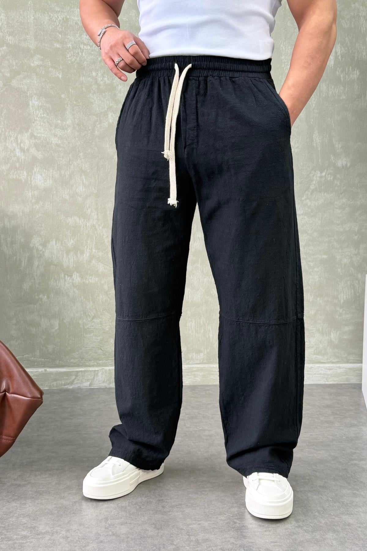 BR KETEN BAGGY PANTOLON SİYAH
