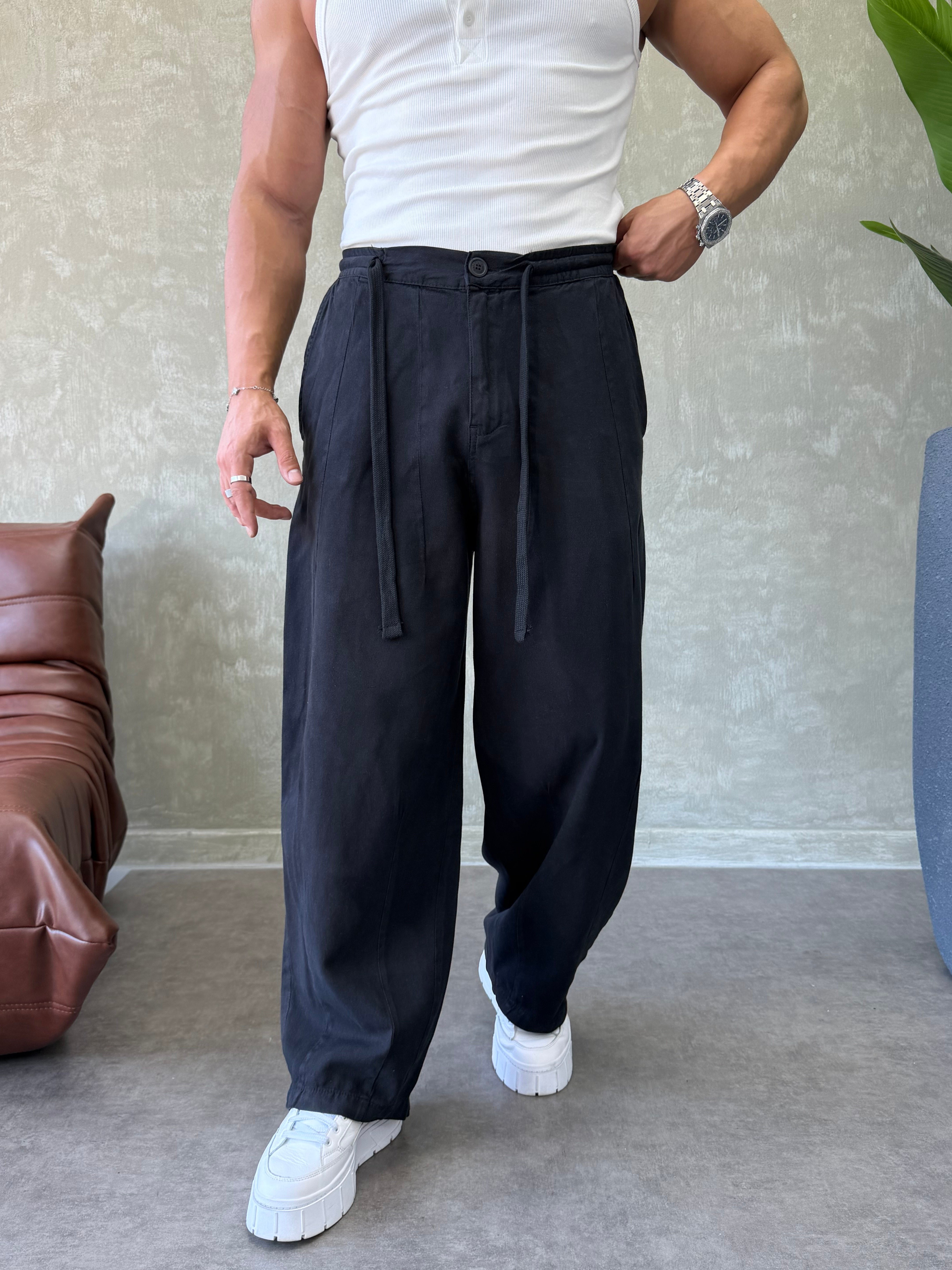 GABARDİN KUMAŞ SÜPER BAGGY SİYAH