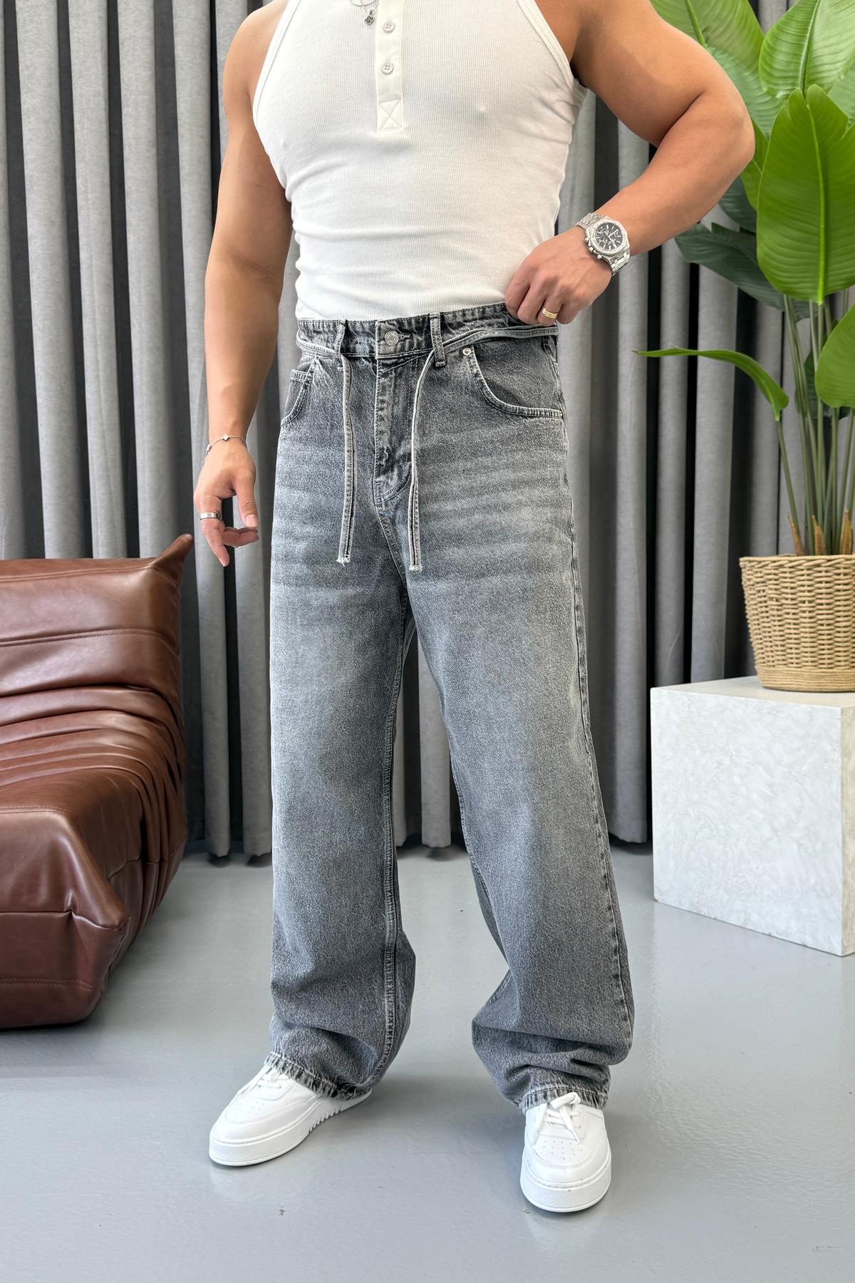KEMER DETAYLI BAGGY KOT KOYU GRİ