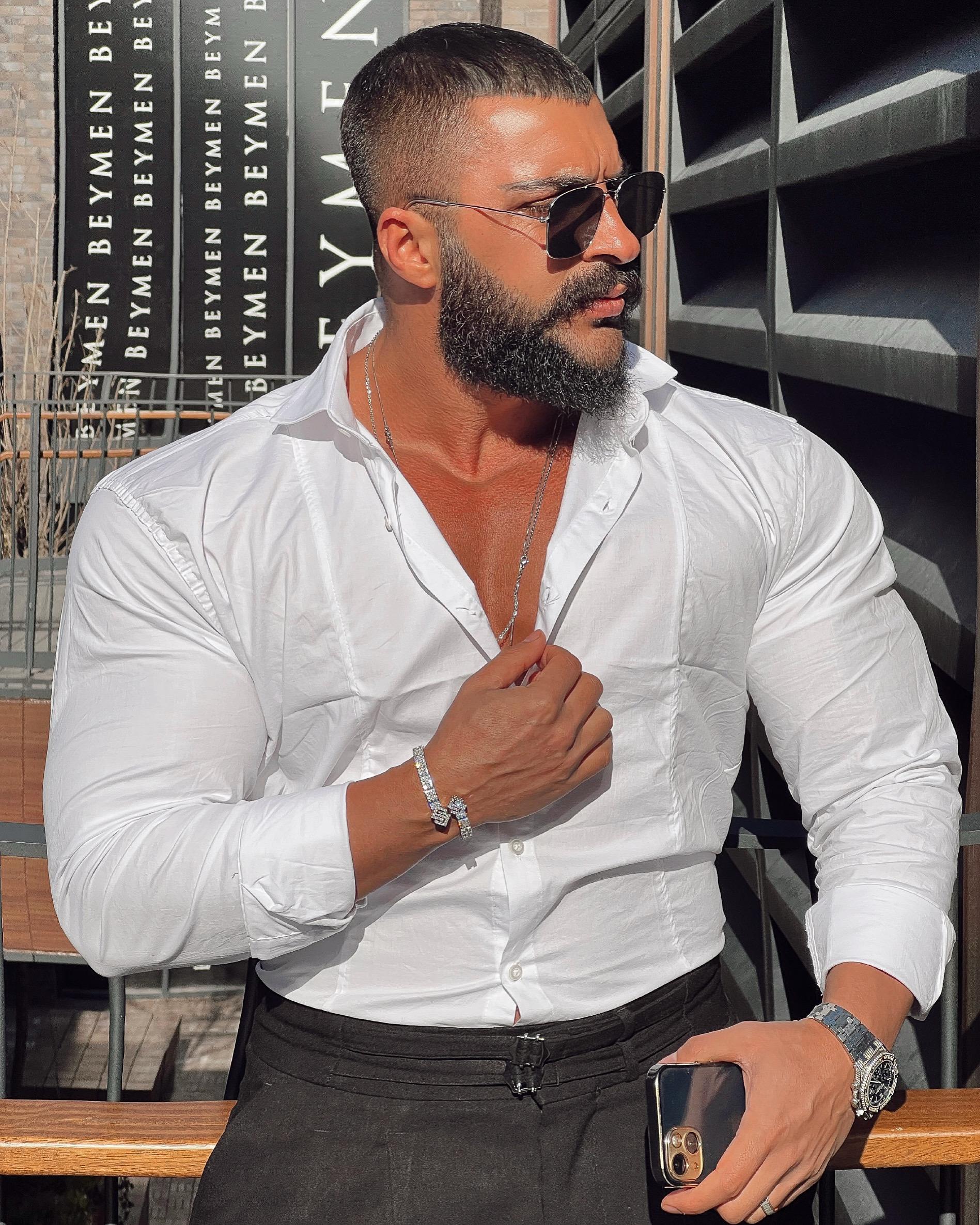 Klasik Slimfit Likralı Gömlek Beyaz
