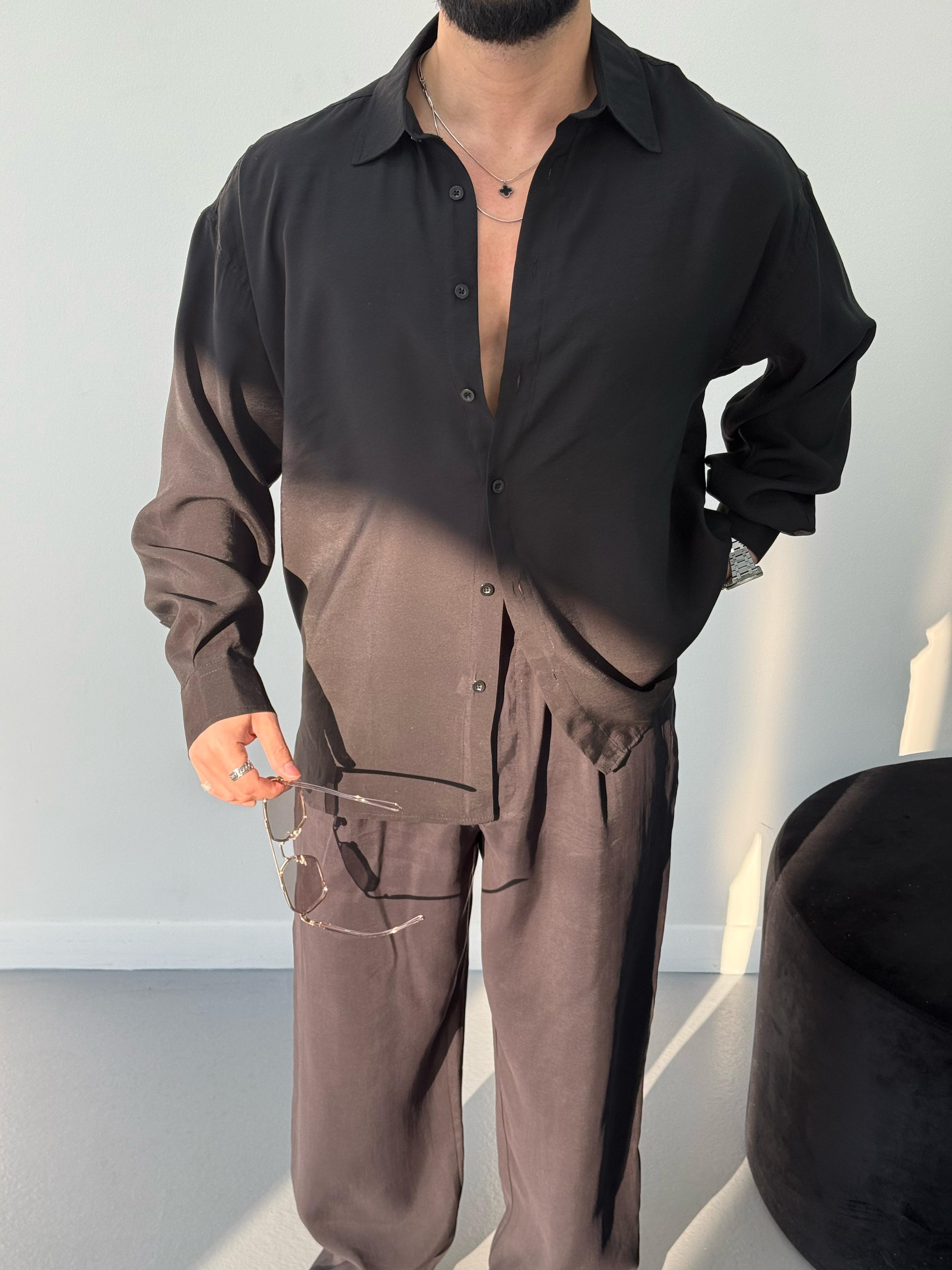 Oversize Modal Kumaş Gömlek Siyah