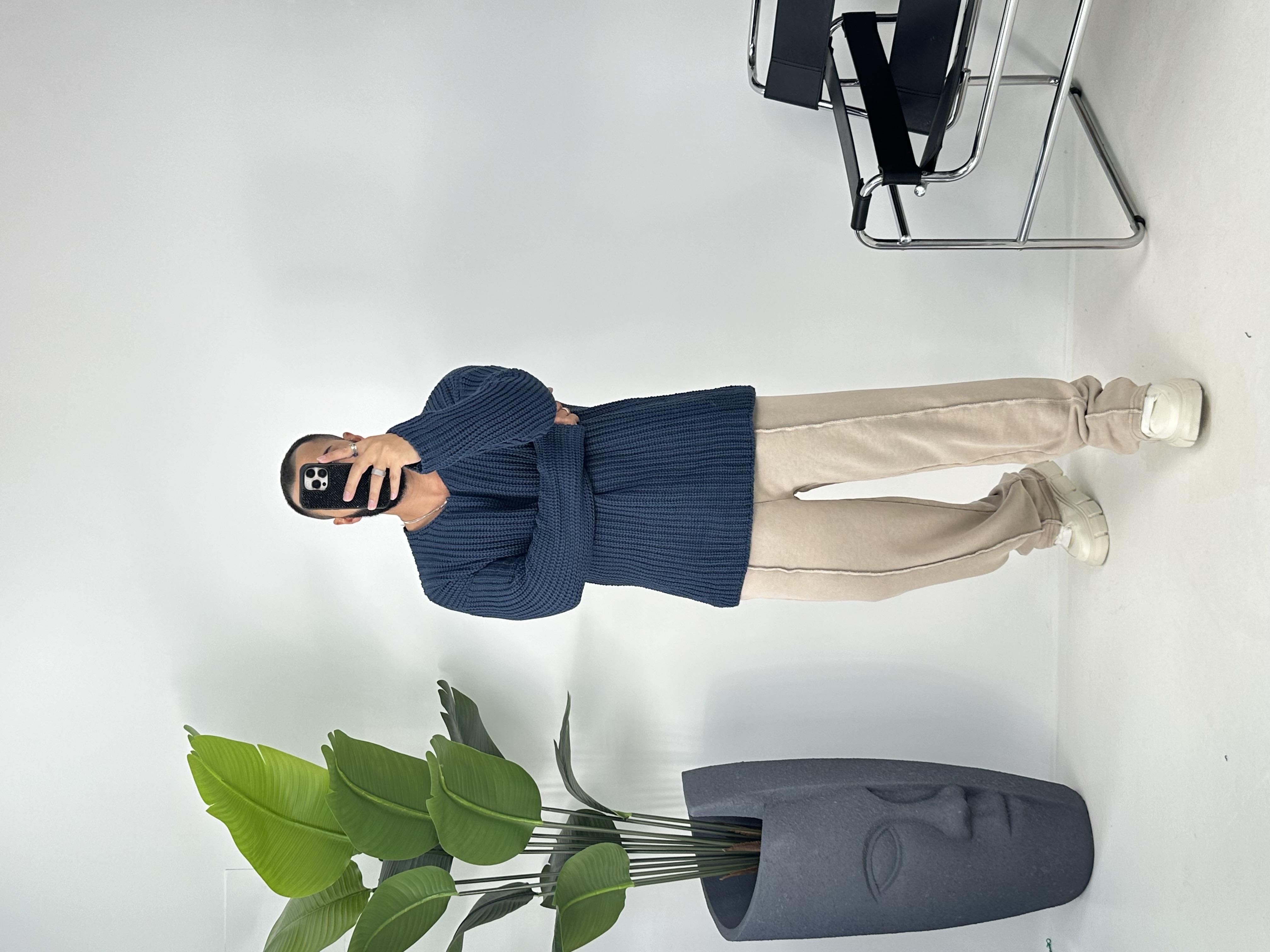 OVERSİZE ÖRME KAZAK LACİVERT