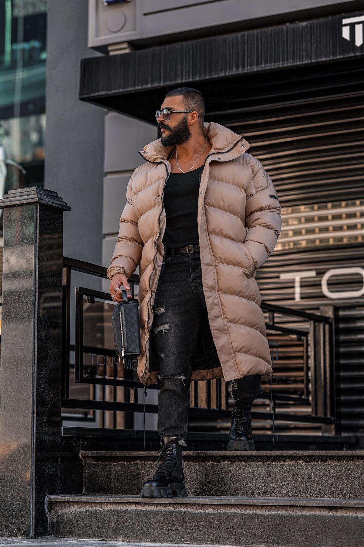 ÖZEL KESİM ŞİŞME UZUN MONT KREM 