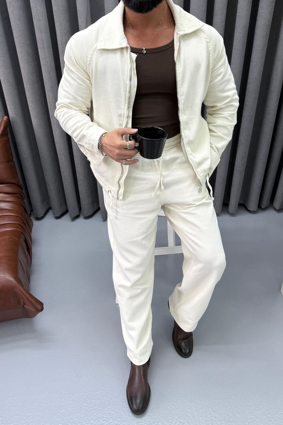 PREMİUM GABARDİN TAKIM BEJ