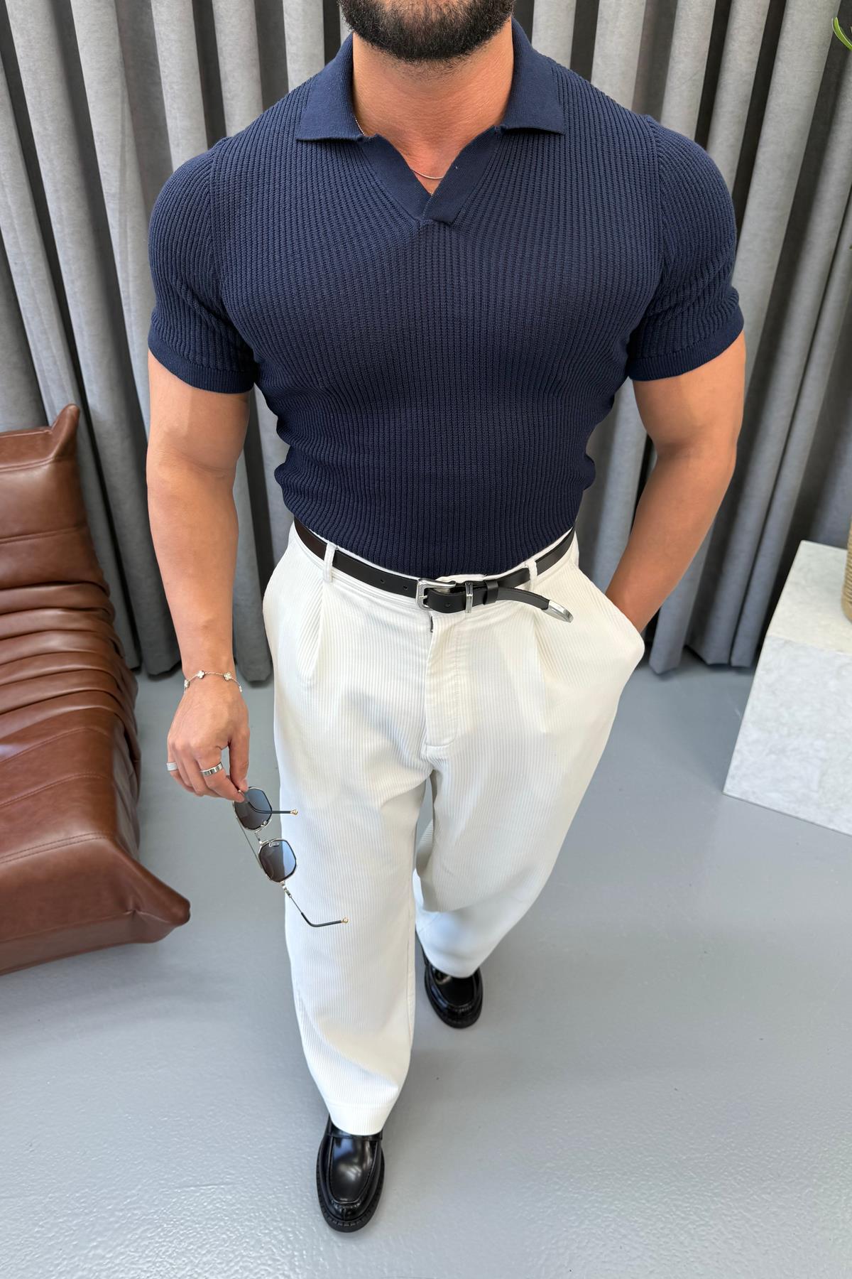 PREMİUM İNCE ÖRME POLO YAKA LACİVERT