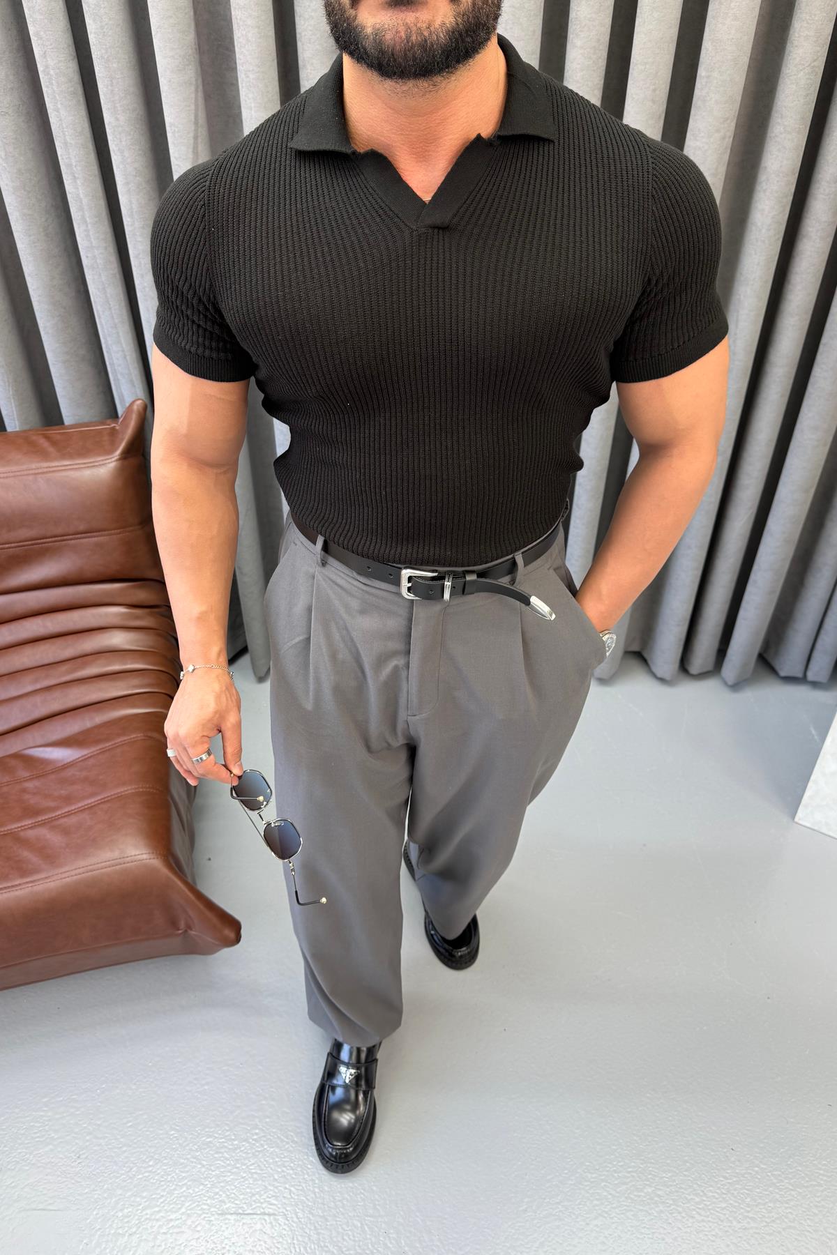 PREMİUM İNCE ÖRME POLO YAKA SİYAH