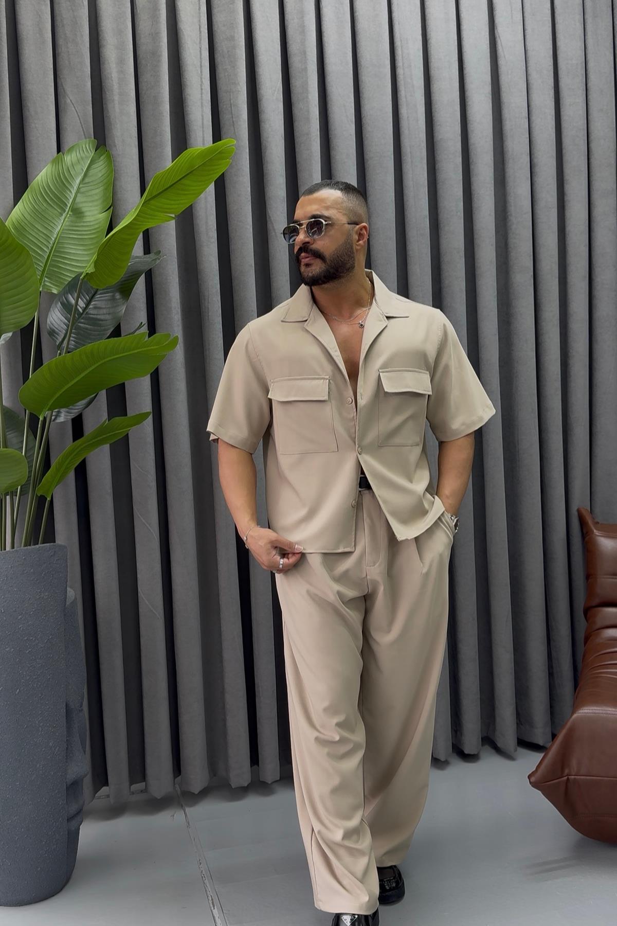 PREMİUM KUMAŞ ALT ÜST TAKIM BEJ