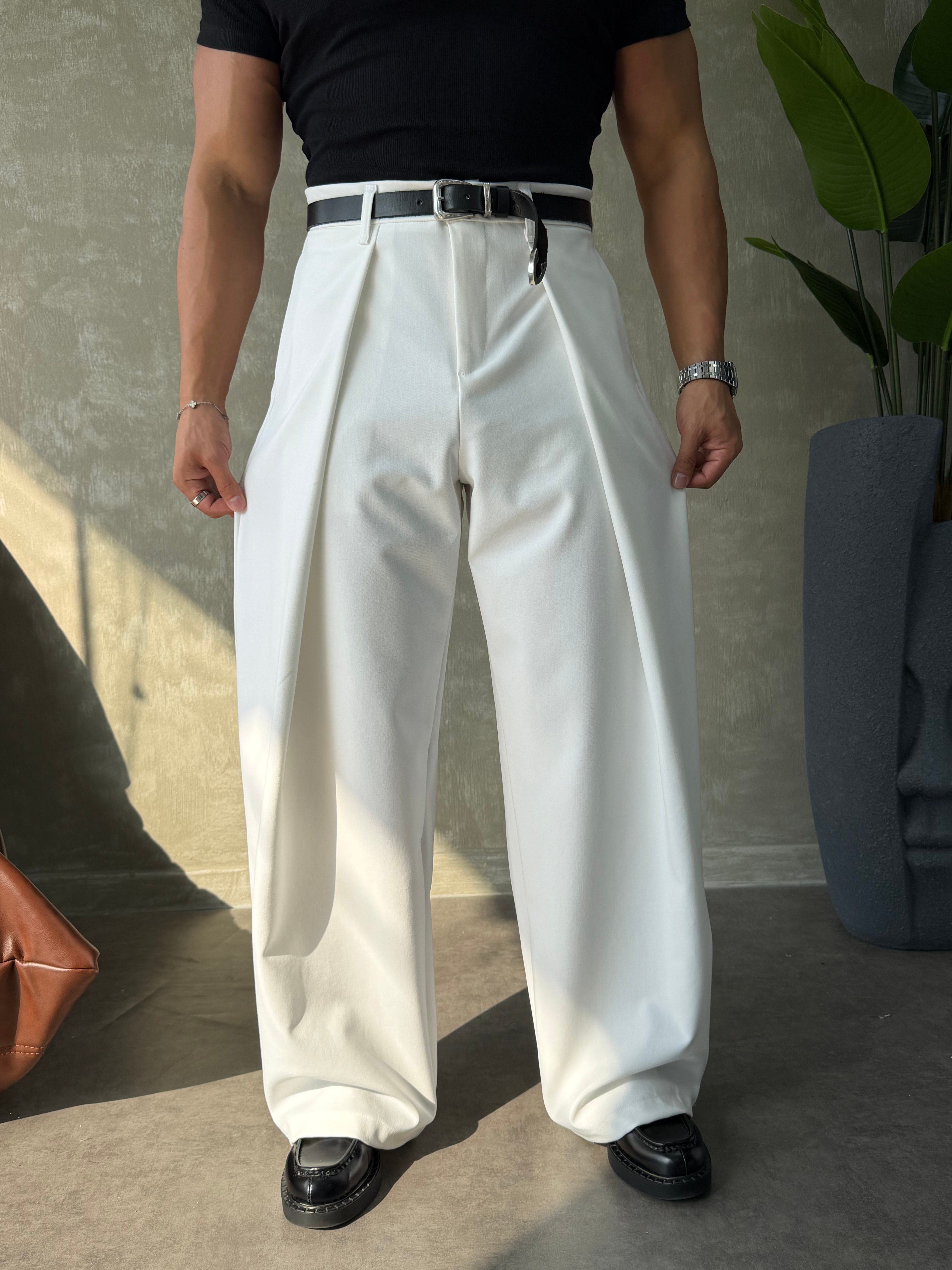 PREMIUM KUMAŞ KORE KESİM PANTOLON BEYAZ