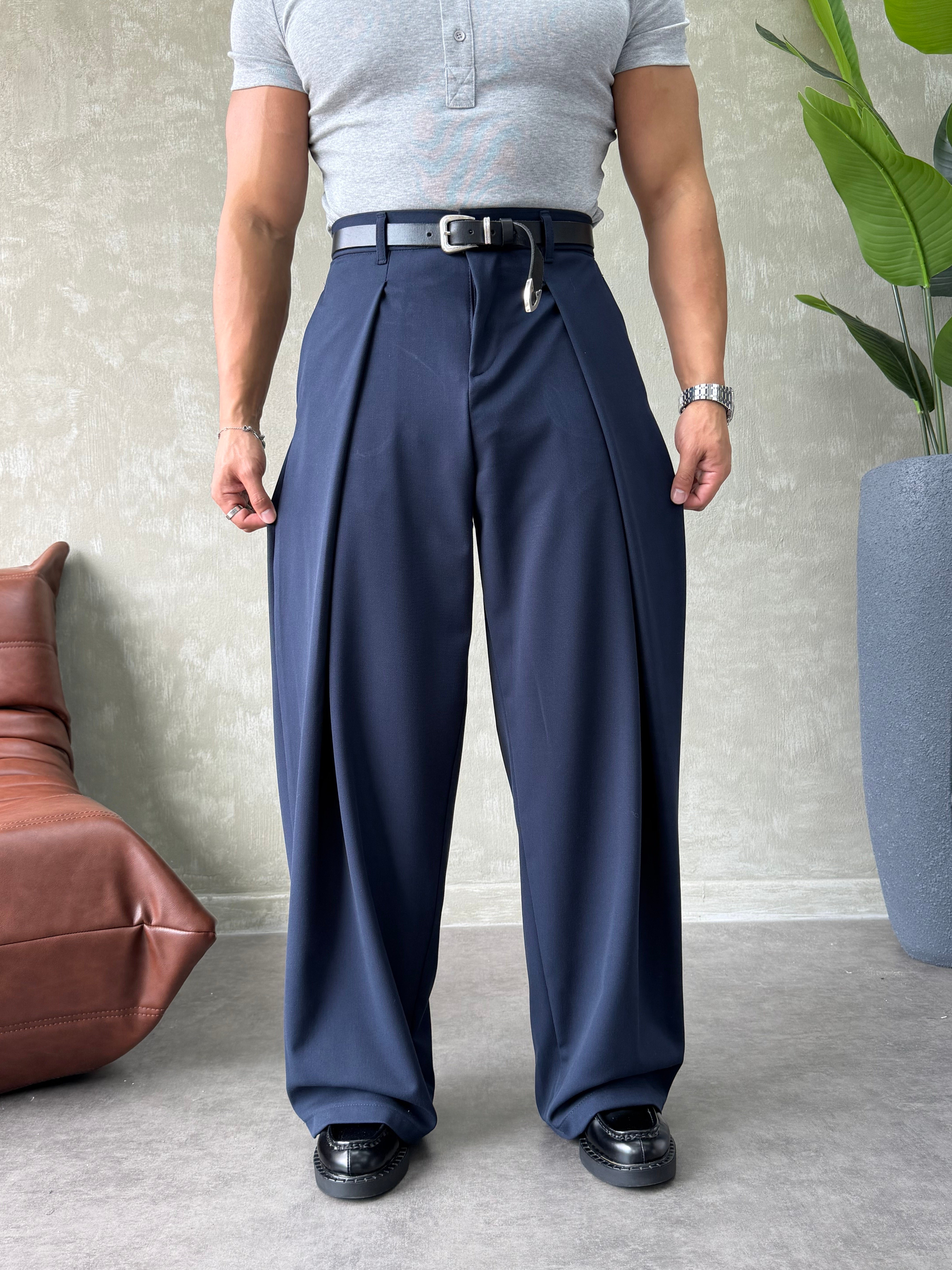 PREMIUM KUMAŞ KORE KESİM PANTOLON LACİVERT