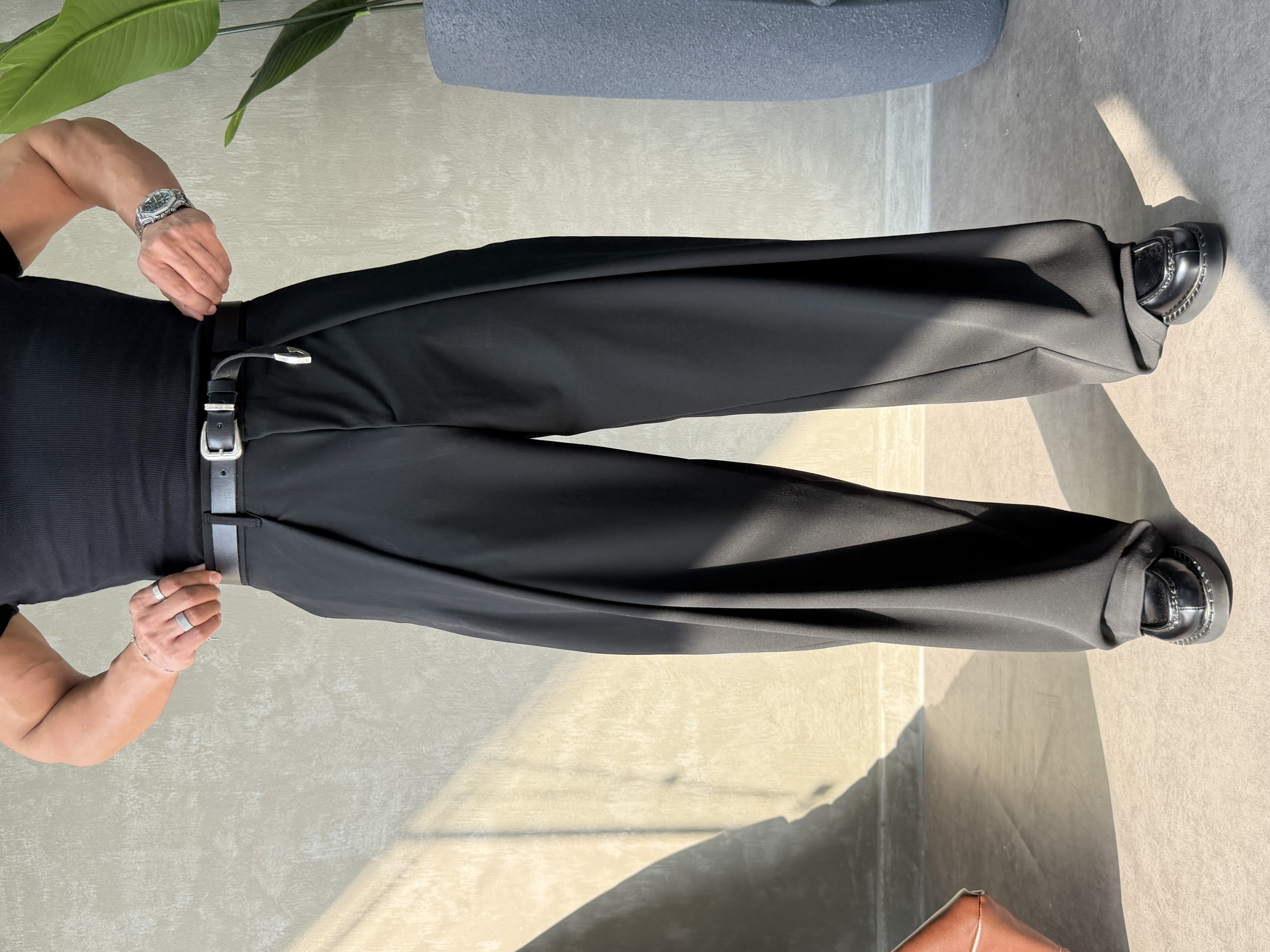 PREMIUM KUMAŞ KORE KESİM PANTOLON SİYAH