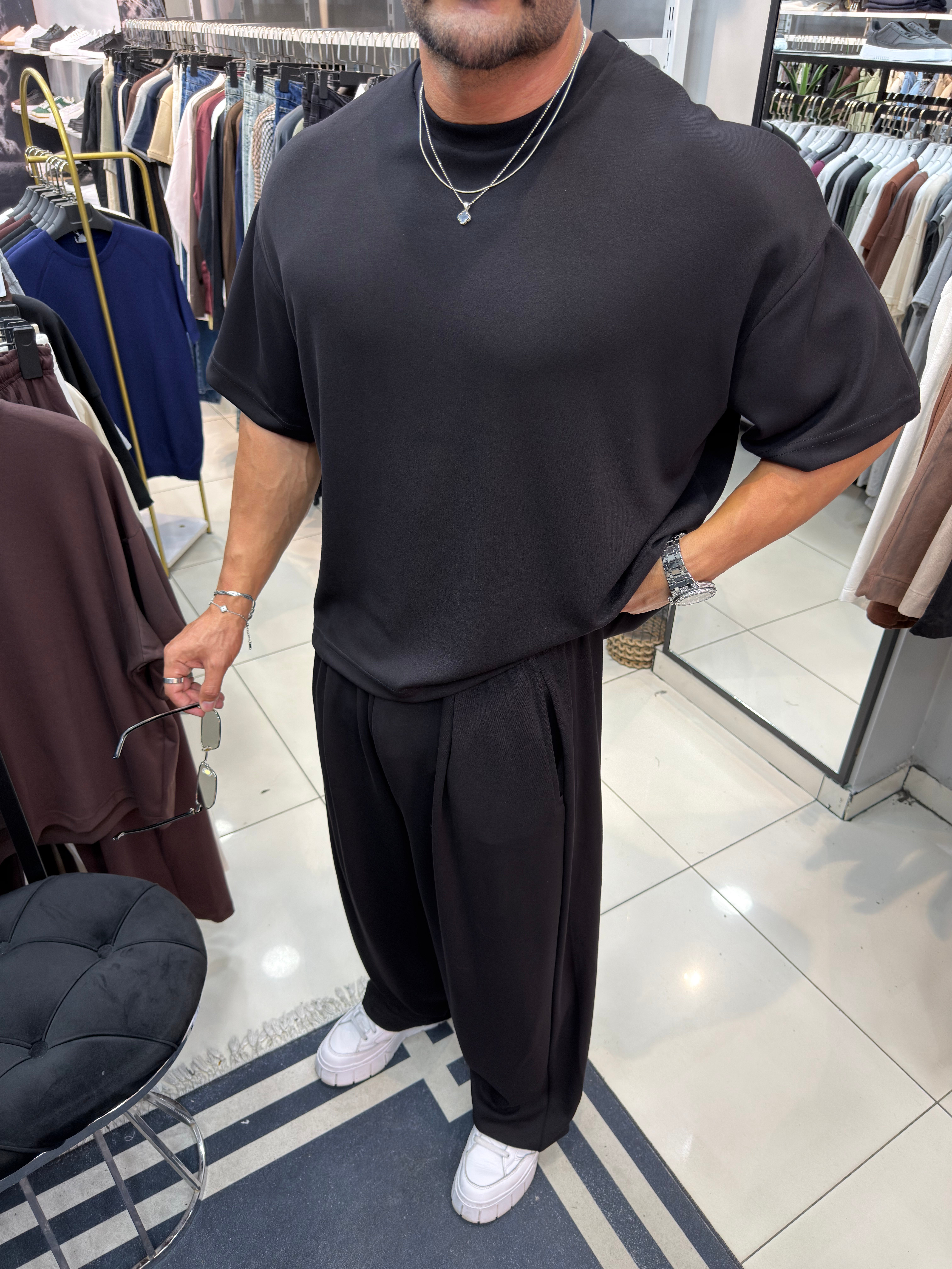PREMIUM OVERSIZE OYSHO KUMAŞ TAKIM SİYAH