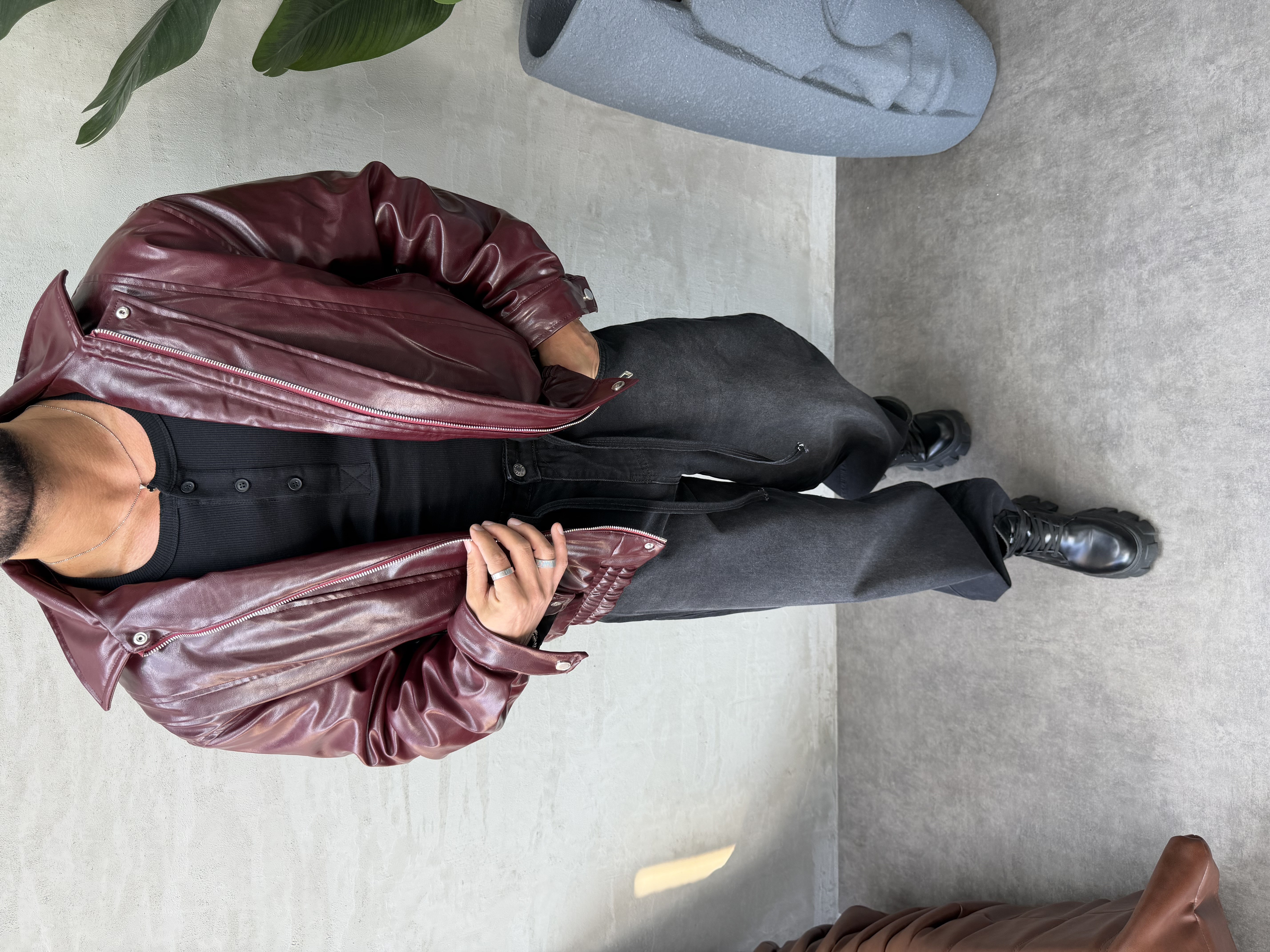 PREMIUM SERİ OVERSIZE BOMBER MONT BORDO 