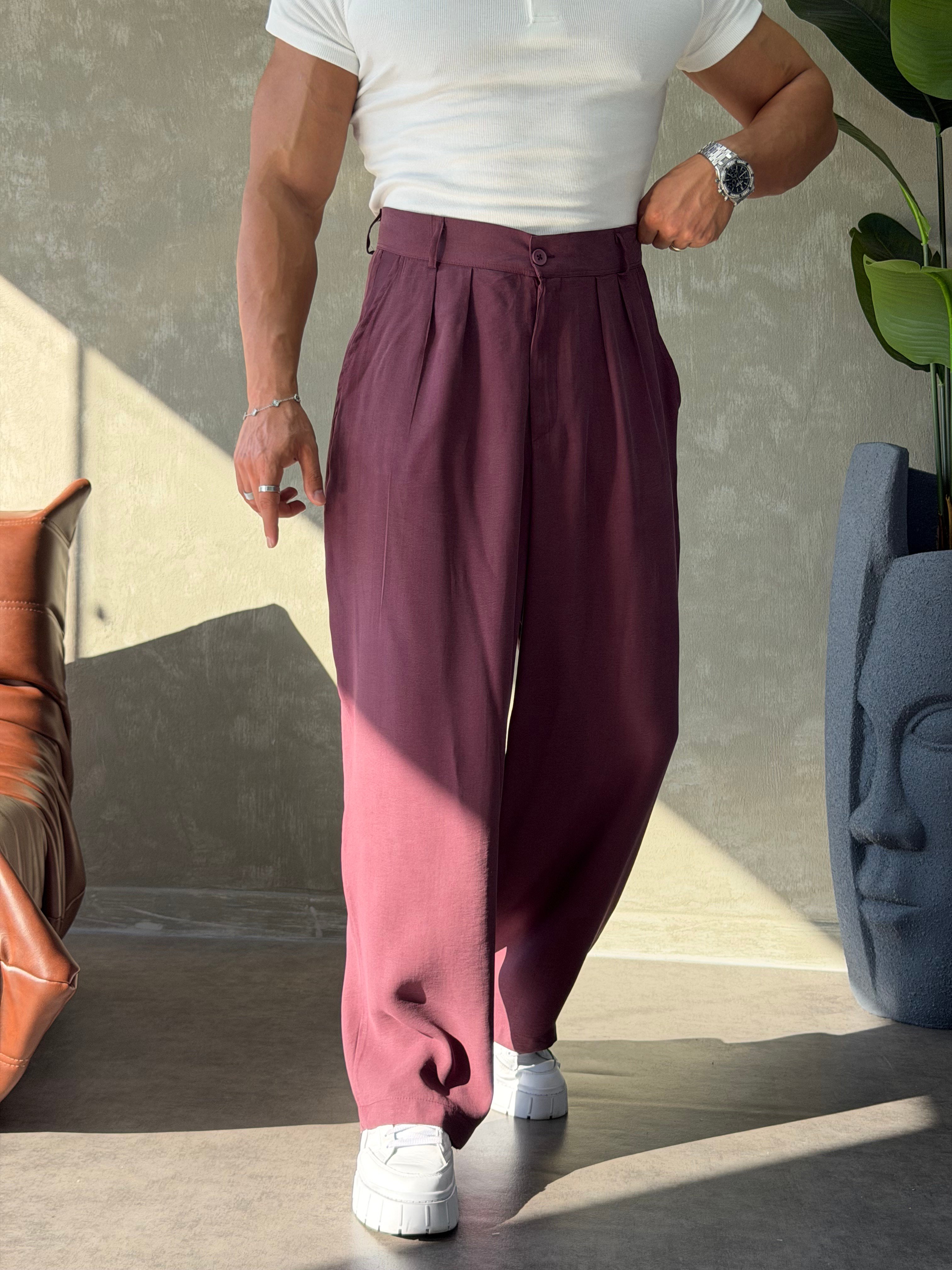 PREMIUM TENSEL BAGGY PANTOLON BORDO