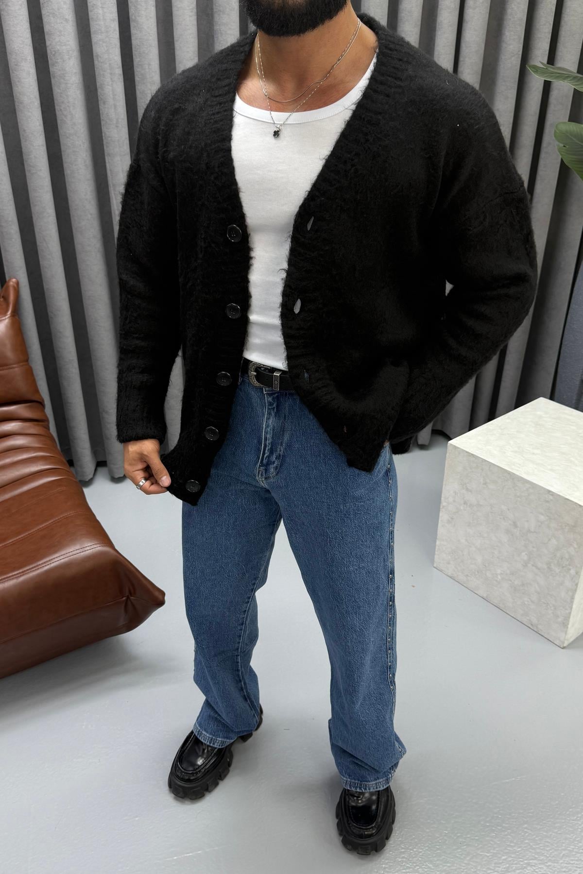 PREMİUM YÜN HIRKA SİYAH