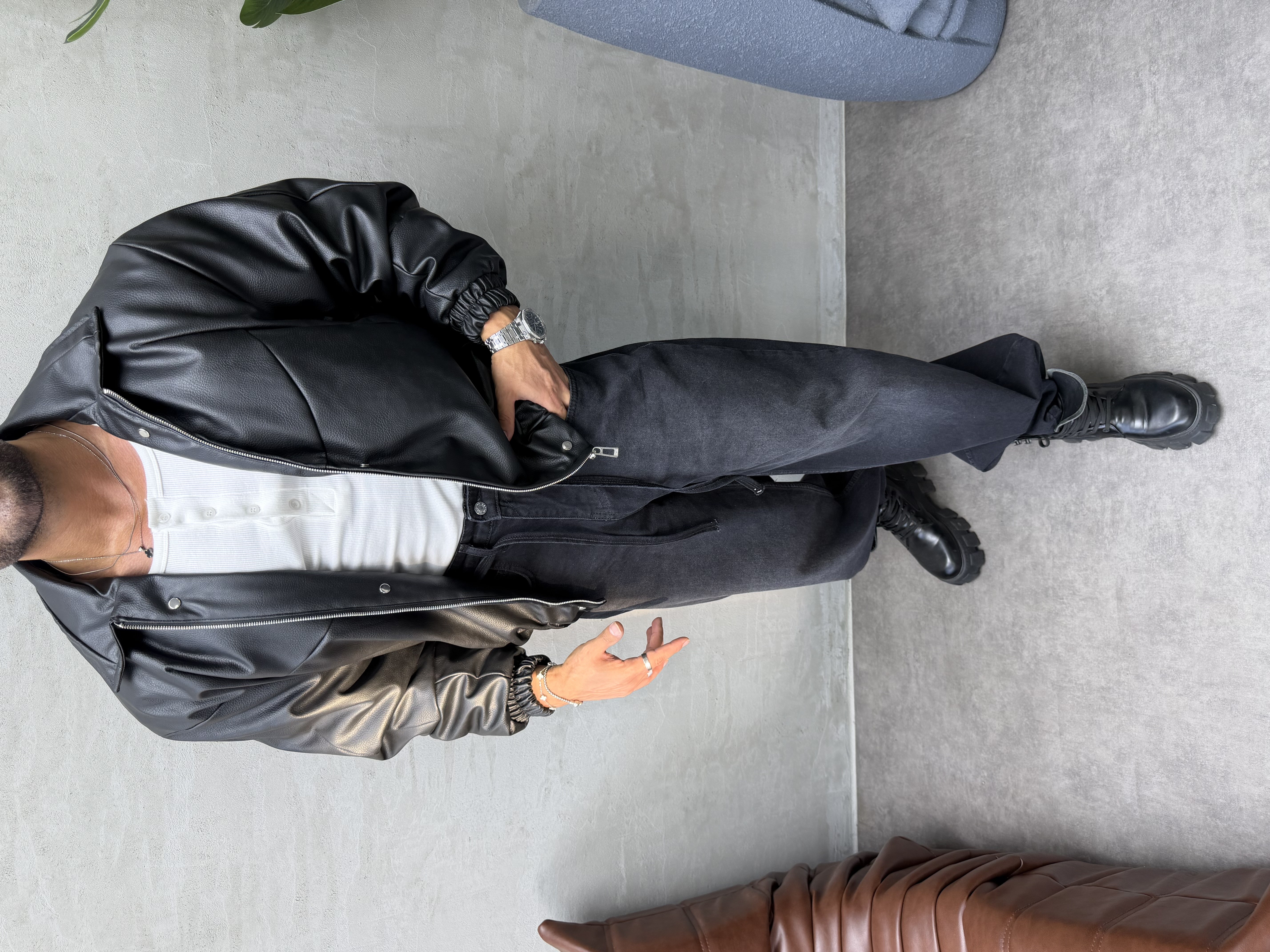 PREMIUM ZIMBA DETAYLI OVERSIZE BOMBER MONT SİYAH