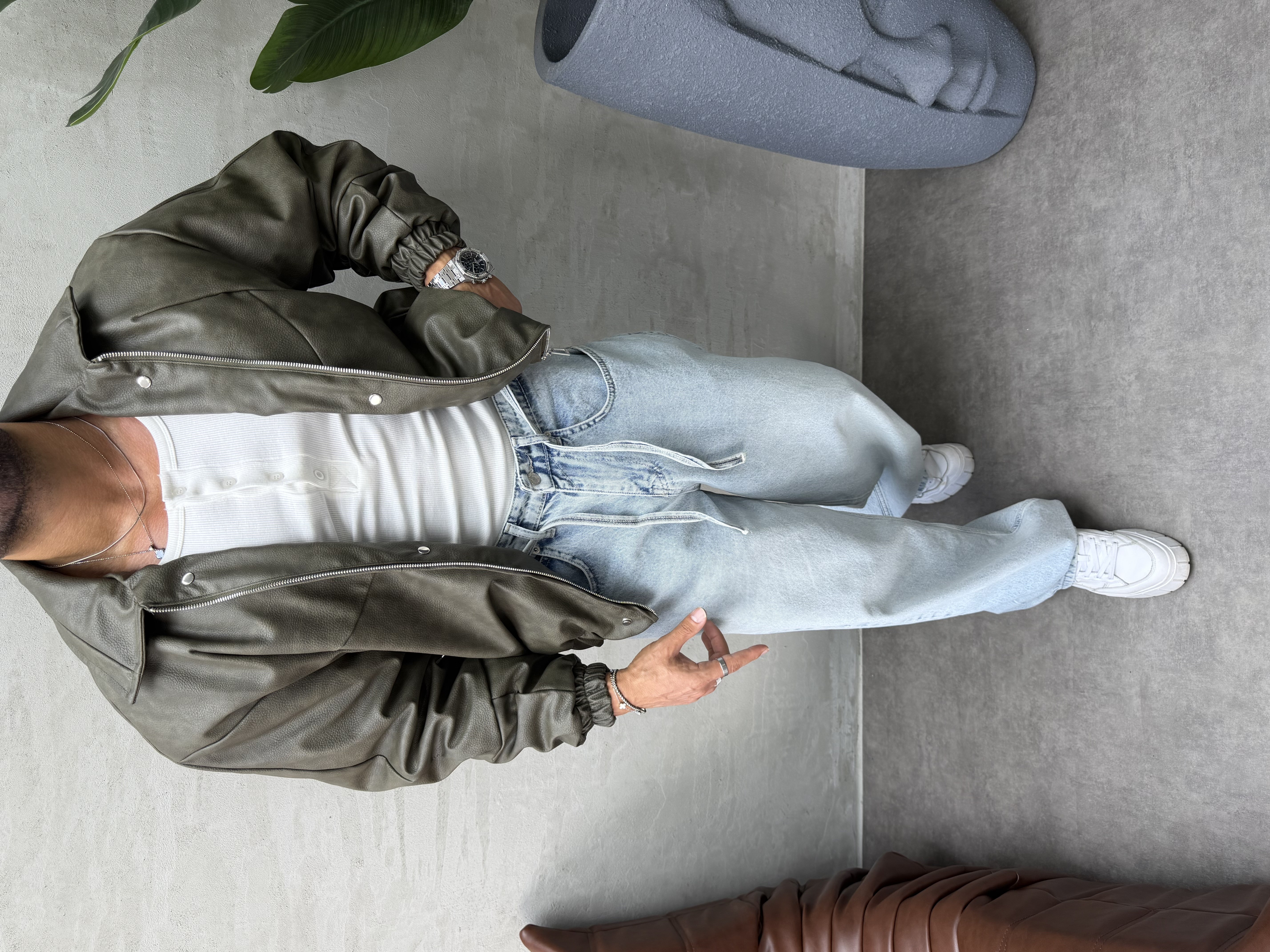 PREMIUM ZIMBA DETAYLI OVERSIZE BOMBER MONT HAKİ
