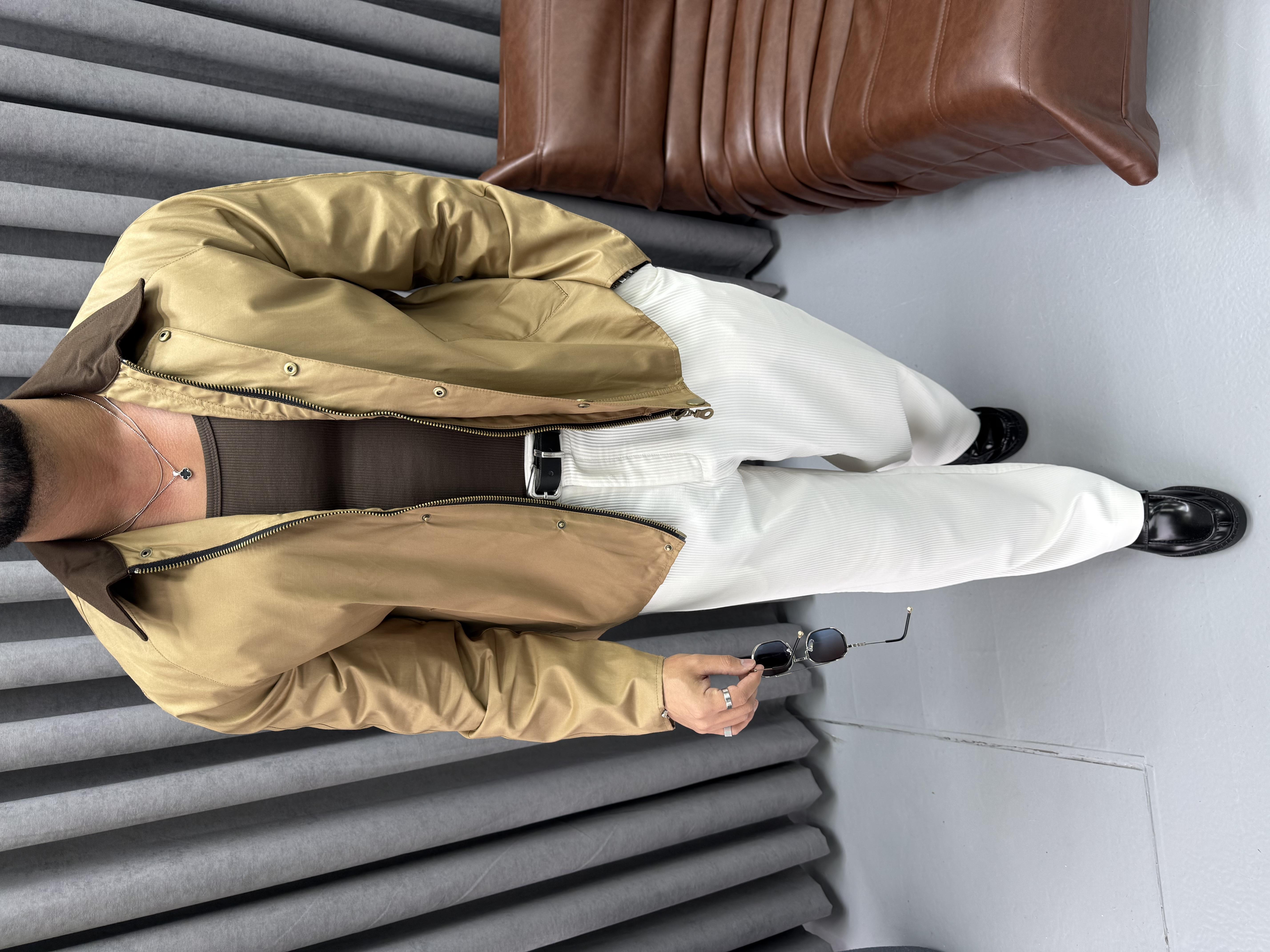 YAKA DETAYLI OVERSİZE CEKET TABA