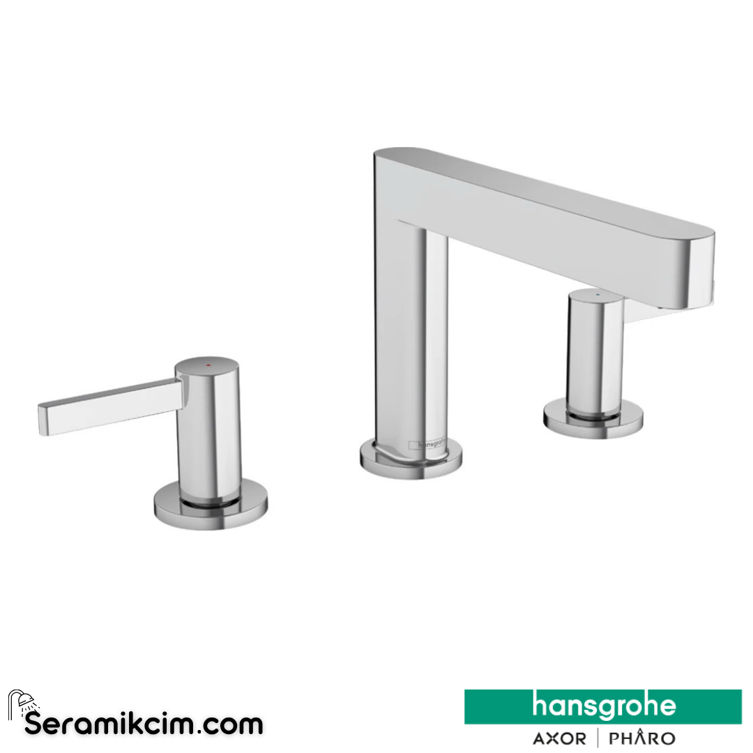 Hansgrohe Finoris 3 Delikli Lavabo Bataryası 110 Bas-Aç Gider Seti İle Krom 76033000